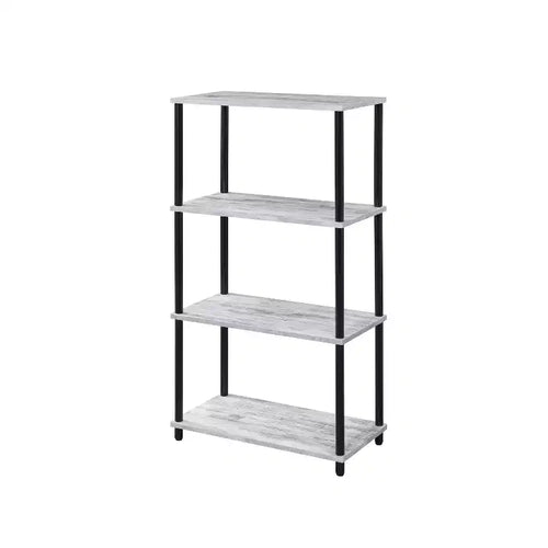 HomeStock 34 H. White Plastic Corner Shelves 3 with Tier Shelves