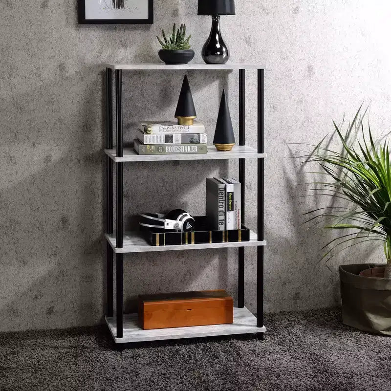 34" H White Plastic Corner Shelves, 3-Tier