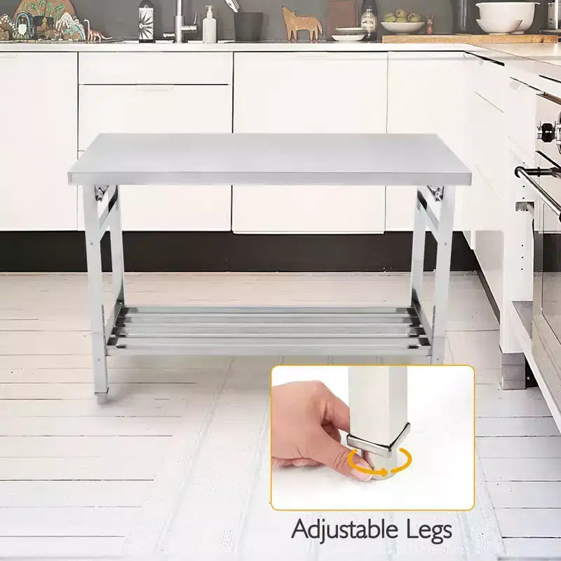 24 x 47 Inch Work Table for Prep & Work, NSF Commercial Heavy Duty Stainless Steel Folding Work Table with Adjustable Undershelf for Kitchen