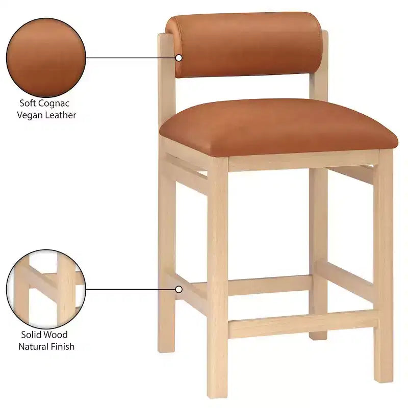 Vegan Leather Upholstered Counter Stool