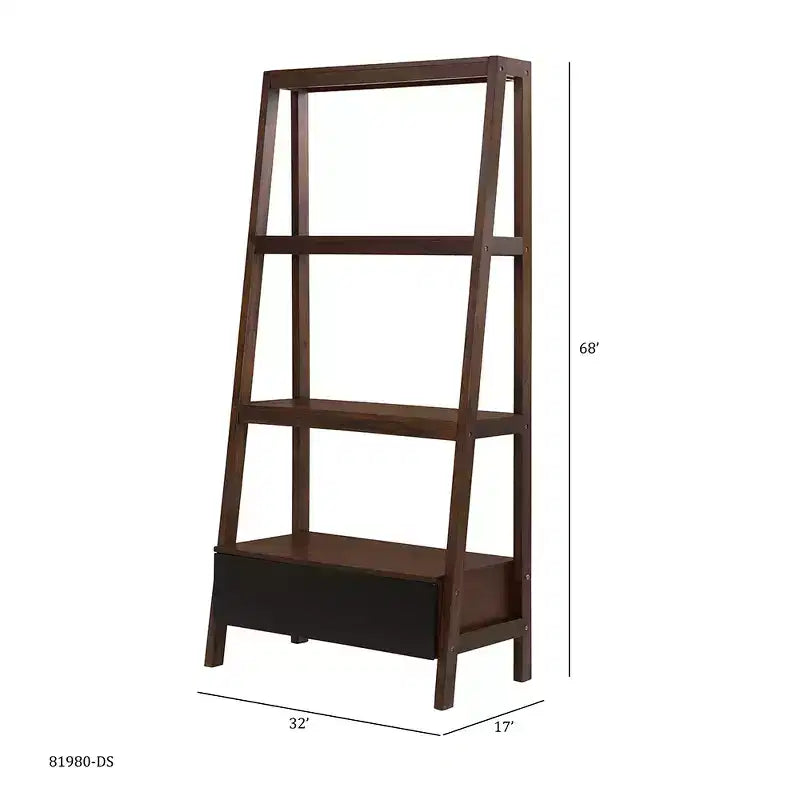 Modern 68" Acacia Wood Ladder Shelf