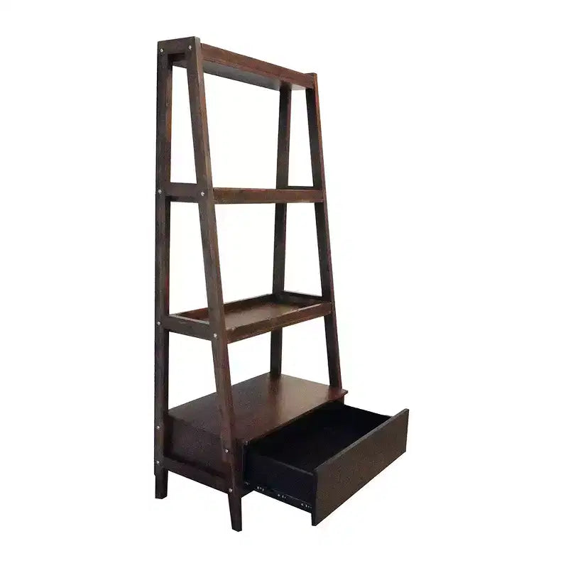 Modern 68" Acacia Wood Ladder Shelf