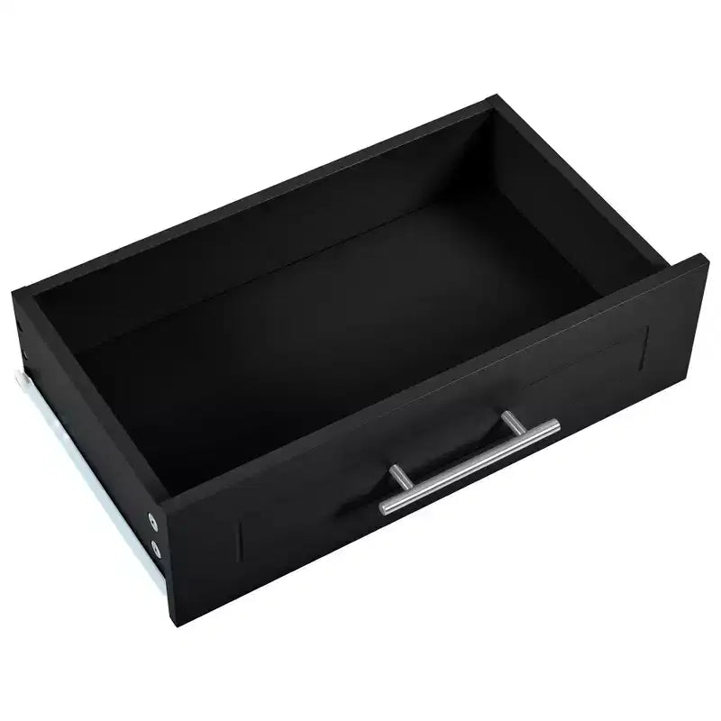 Kitchen Island with Trash Can Storage Cabinet, Power Outlet, Storage Rack, 3 Drawers & 3 Open Side Racks for 10 Gallon Garbage Bin, Black