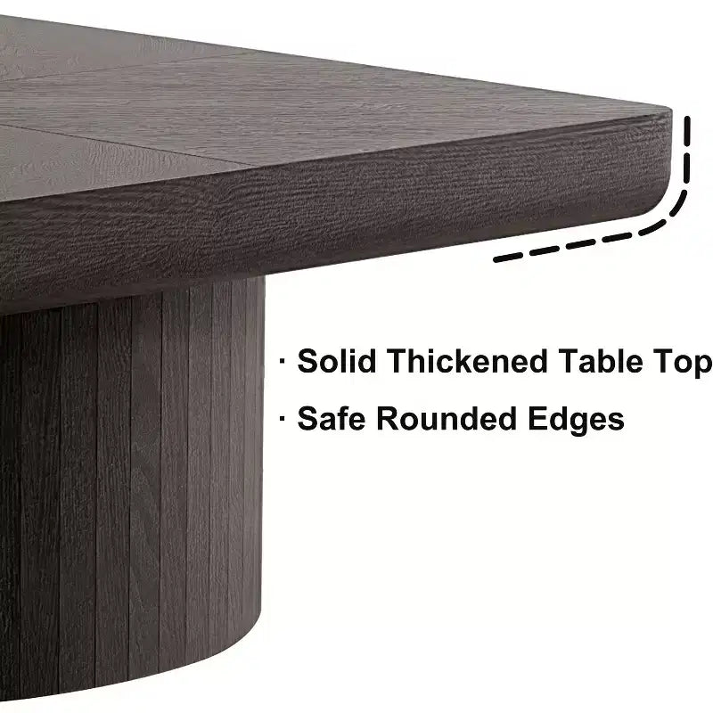 Vintage Square Fluted Coffee Table with Parquet Pattern, Solid Wood Veneer Center Table for Living Room, Bedroom