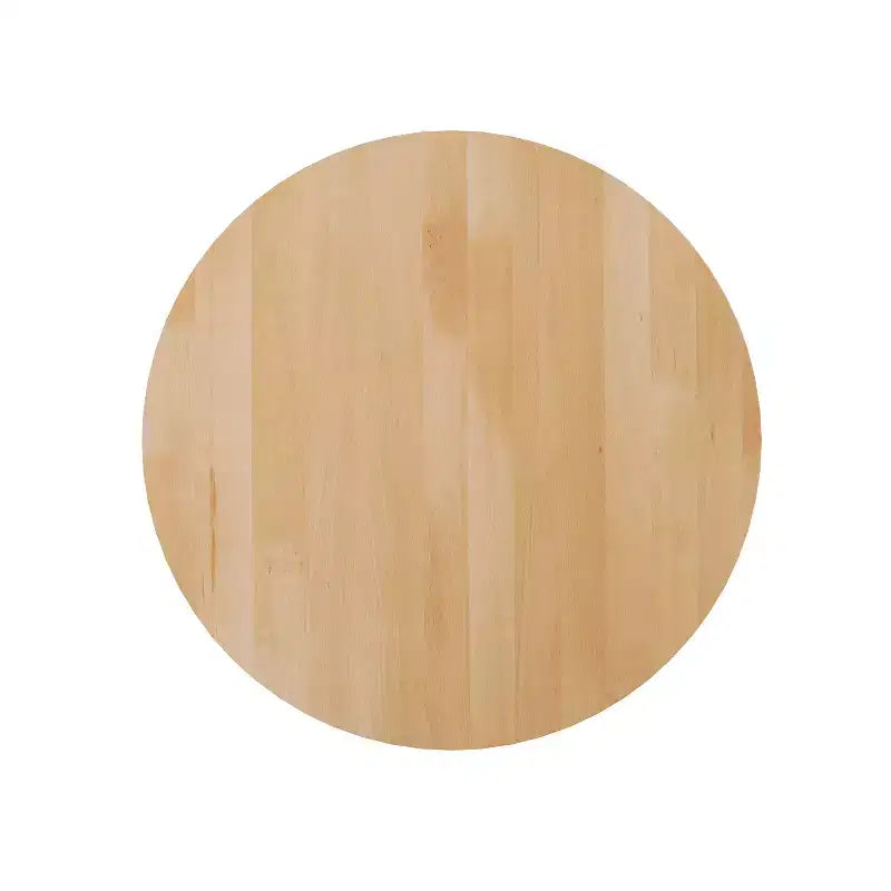 Round Solid Wood Commercial Indoor Tabletop with 22" x 22" Bar Height Rust-Resistant Cast Iron X-Base