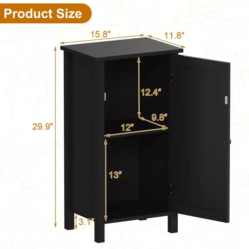 Modern Nightstand with Storage, 15.8W Wooden Sofa Side Table, Rattan Slim End Table, Bedside Table for Living Room Bedroom Sofa Couch