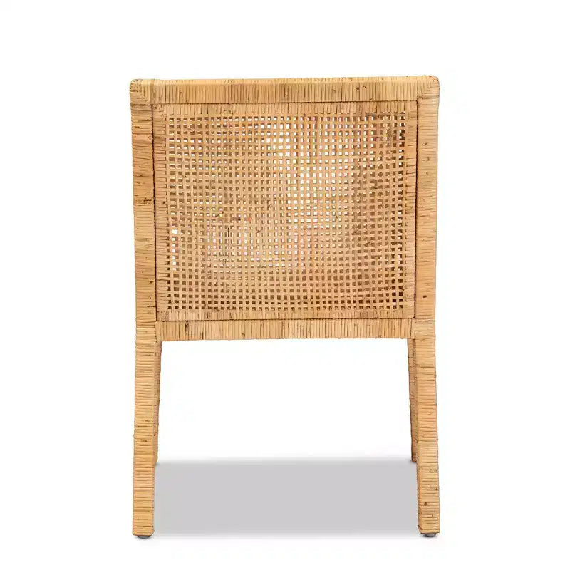Wood and Rattan Armchair Natural/White