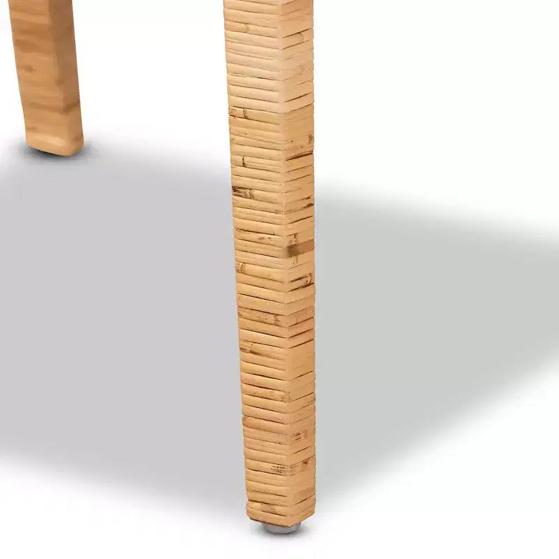 Wood and Rattan Armchair Natural/White