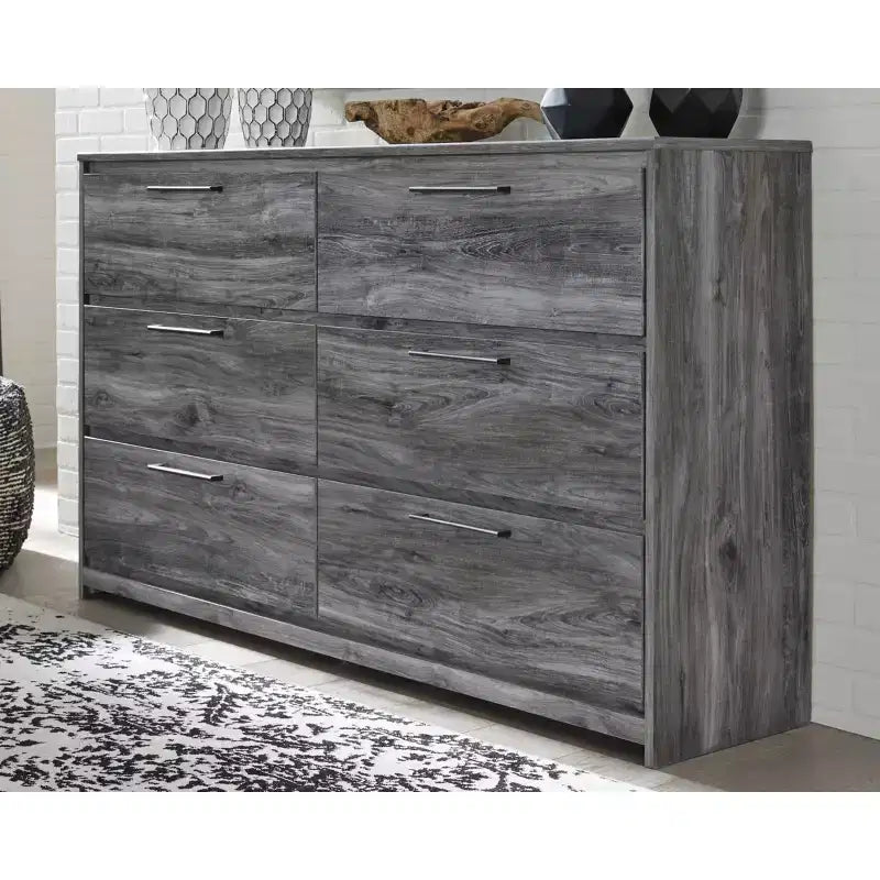 Dresser Gray, 6-Drawer Storage, Modern Handles, MDF Frame