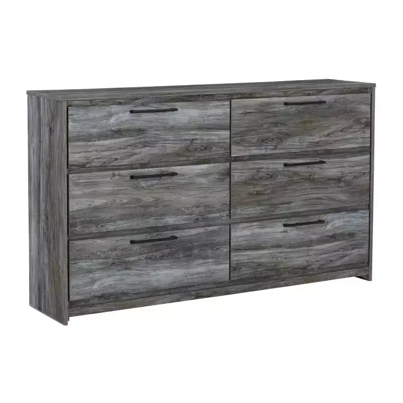 Dresser Gray, 6-Drawer Storage, Modern Handles, MDF Frame