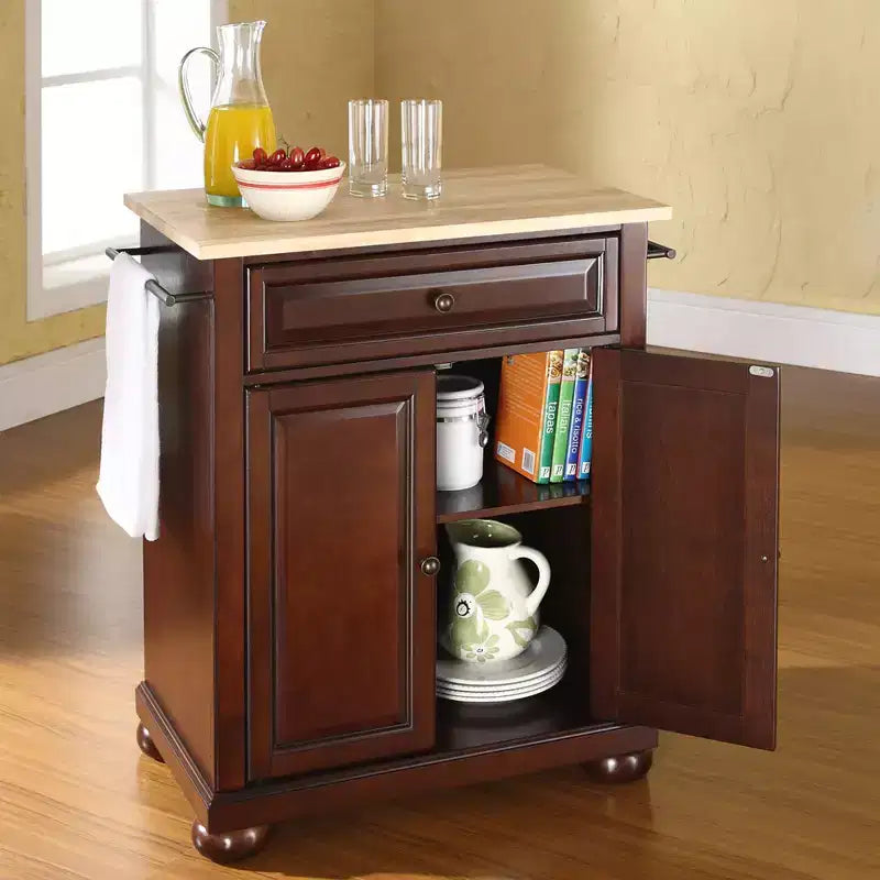 Wood Top Portable Kitchen Island/Cart