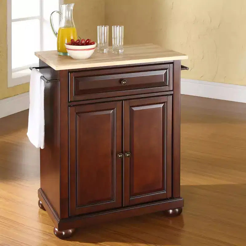 Wood Top Portable Kitchen Island/Cart