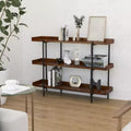 Industrial Style Rustic Brown 3-Tiered Shelving Unit With Black Metal Frame and Raised Border - 35H