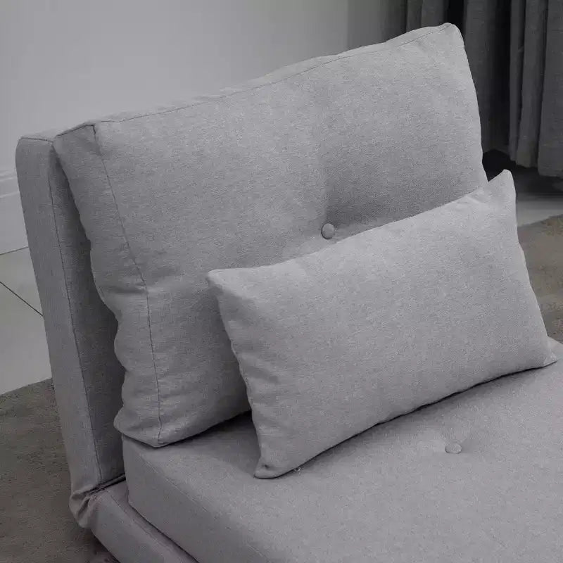 Convertible Flip Chair, Floor Lazy Sofa, Folding Upholstered Couch Bed with Adjustable Backrest, Metal Frame and Pillows for Living Room