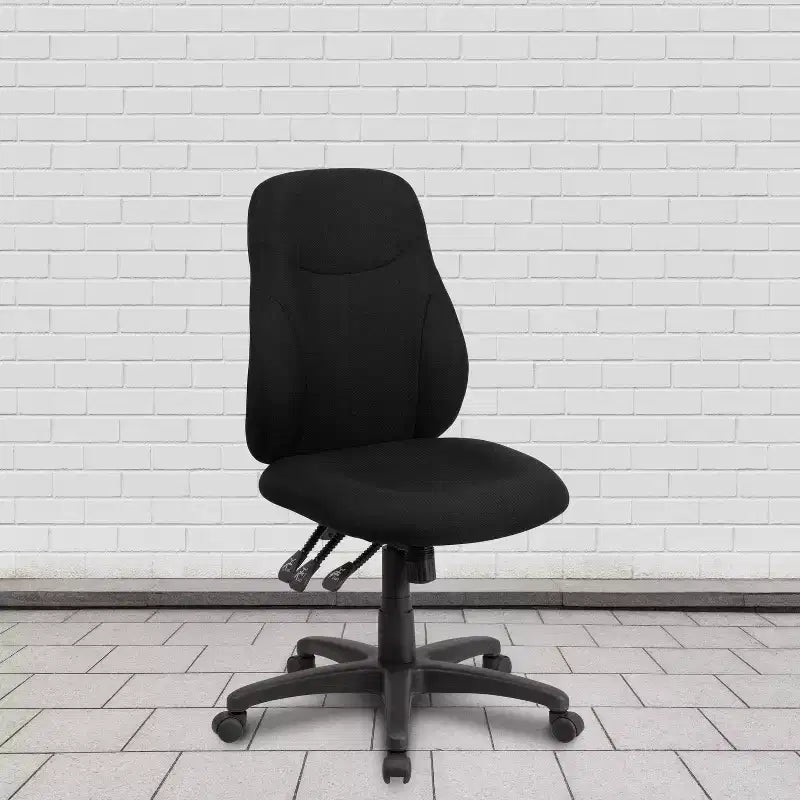 Mid-Back Black Fabric Ergonomic Task Office Chair