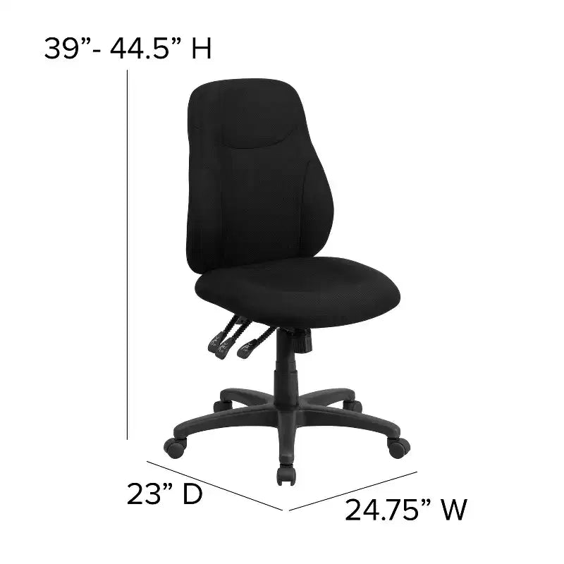 Mid-Back Black Fabric Ergonomic Task Office Chair